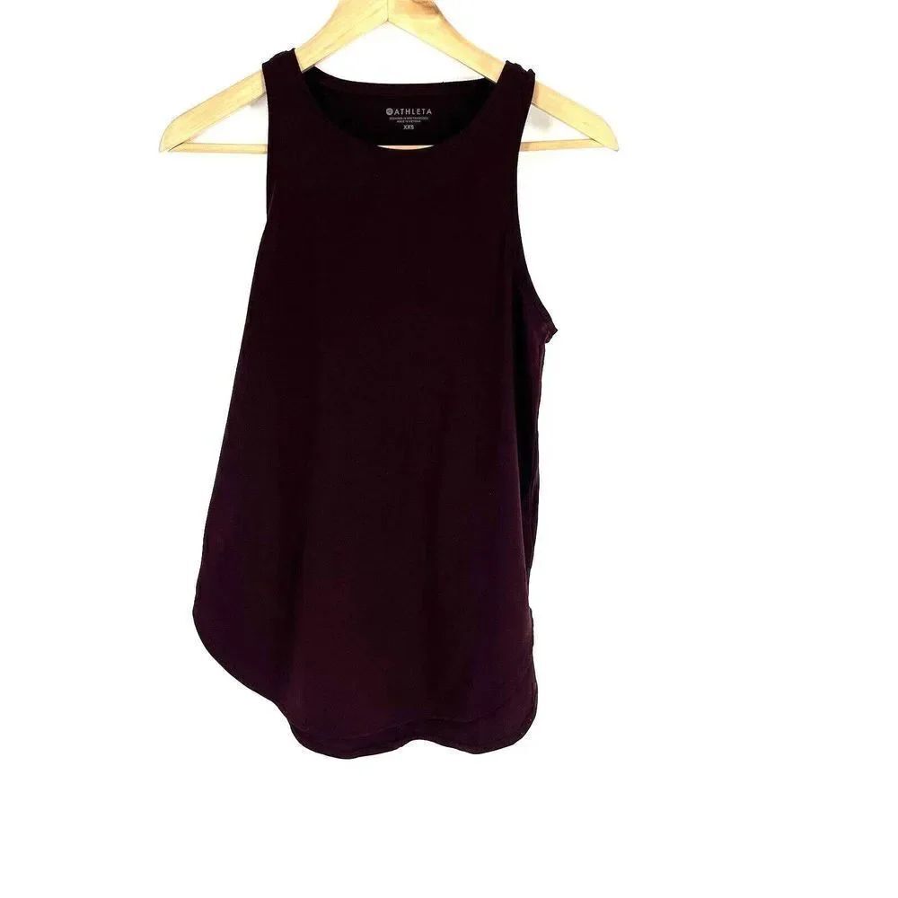 Athleta Tank Top Size XXS Womens Maroon Essence Racerback Semi Fit Yoga Run